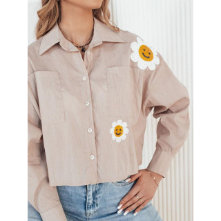 Kratka svetlo rjava majica z našitki