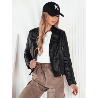 Črna ženska usnjena jakna