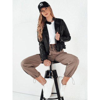 Črna ženska usnjena jakna