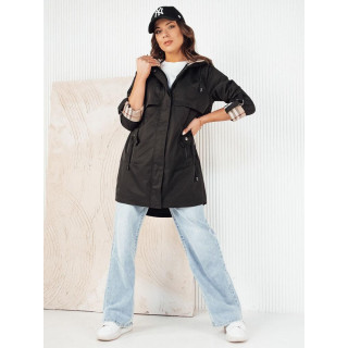 Črna dolga ženska parka