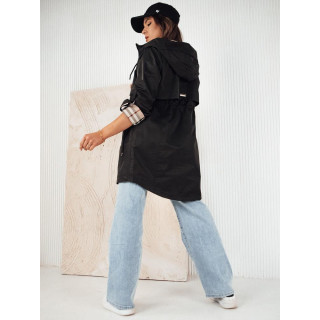 Črna dolga ženska parka