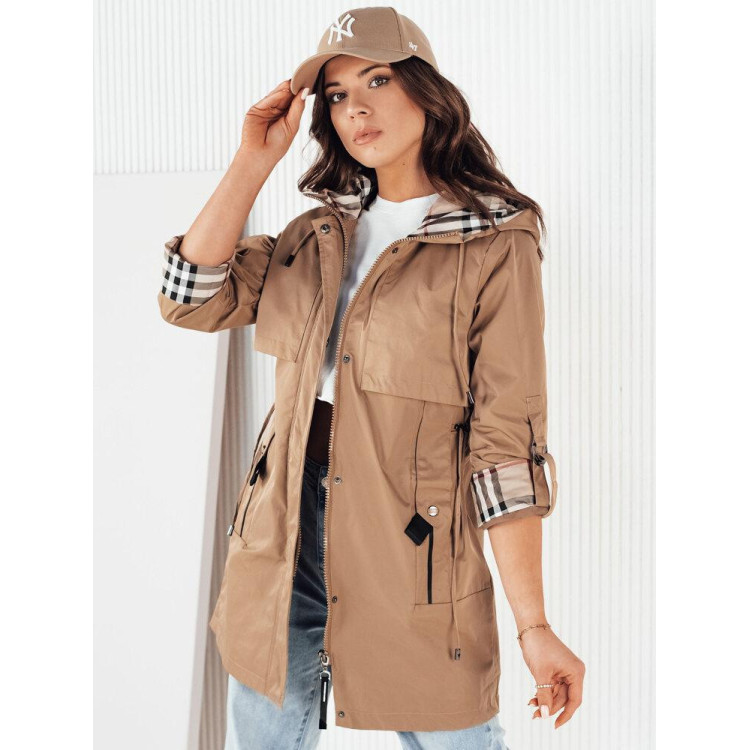 Ženska dolga bež parka za pomlad