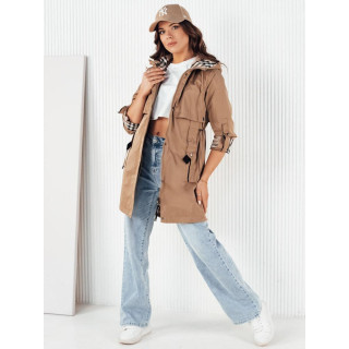 Ženska dolga bež parka za pomlad