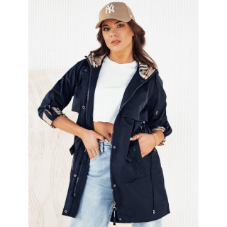 Dolga temno modra parka za pomlad