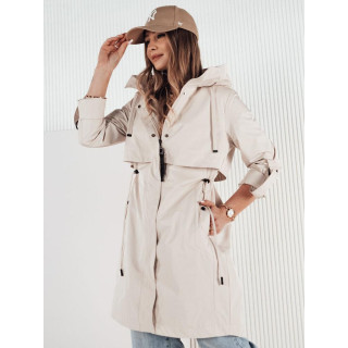 Dolga pomladna ženska jakna v bež barvi