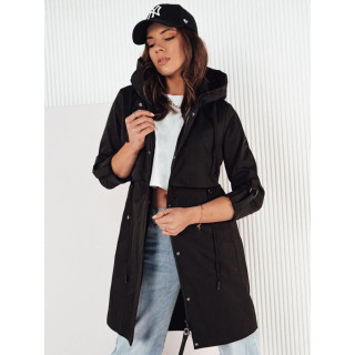 Črna dolga ženska spomladanska jakna