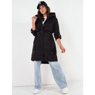 Črna dolga ženska spomladanska jakna