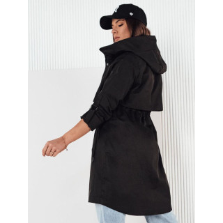 Črna dolga ženska spomladanska jakna