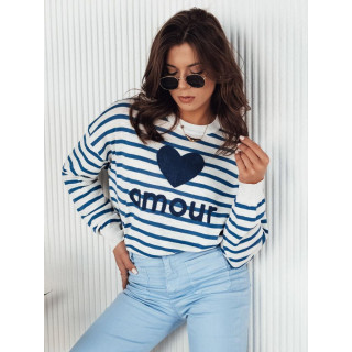 Svetlo moder črtast ženski pulover