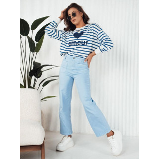 Svetlo moder črtast ženski pulover