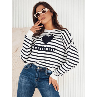 Temno moder ženski pulover s srčkom