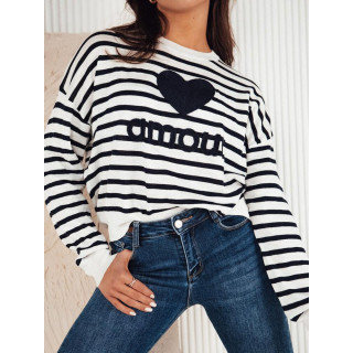 Temno moder ženski pulover s srčkom