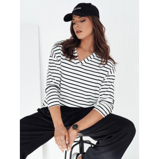 Ženska bela črtasta majica z v-izrezom