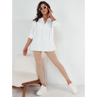 Ženska ohlapna bela srajca s stoječim ovratnikom