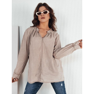 Bež ohlapna srajca s stoječim ovratnikom