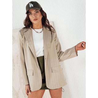 Ženska črtasta jakna v bež barvi