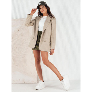 Ženska črtasta jakna v bež barvi
