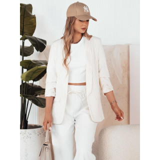 Ženska črtasta jakna v ekru barvi