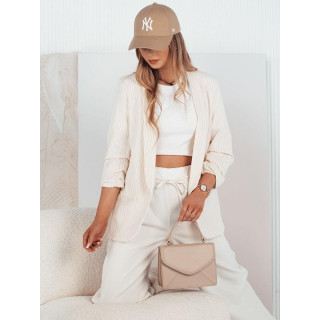 Ženska črtasta jakna v ekru barvi