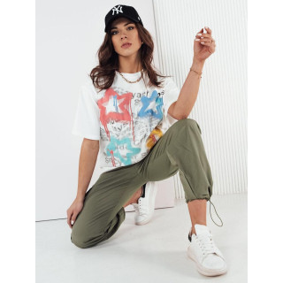 Bela ženska oversize majica s potiskom