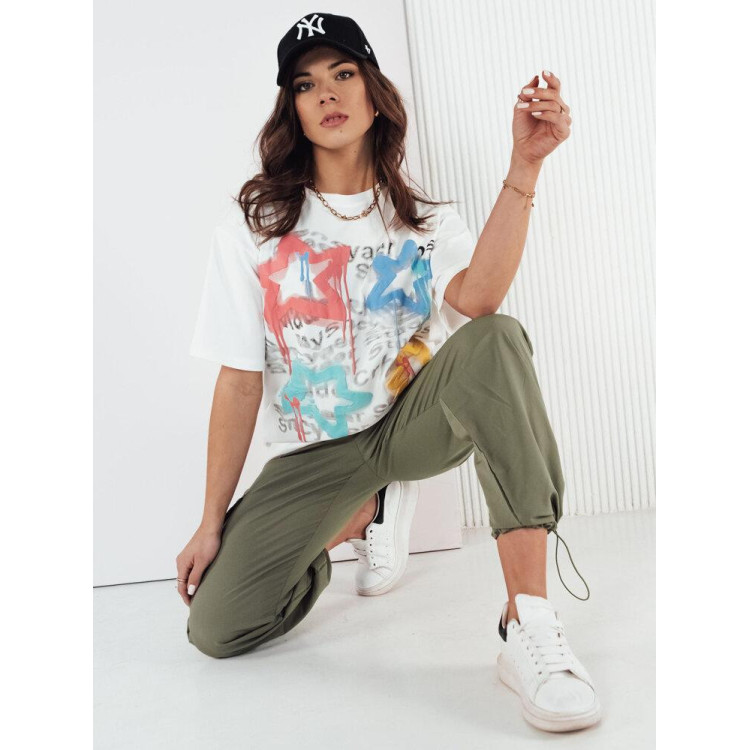 Bela ženska oversize majica s potiskom