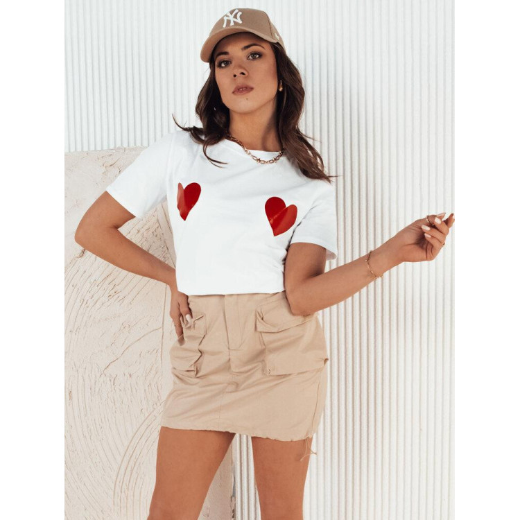 Ženska bela majica s potiskom srca