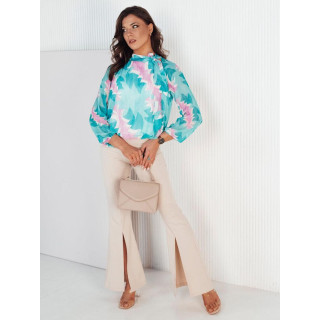 Mint vzorčasta bluza z zavezovanjem na vratu