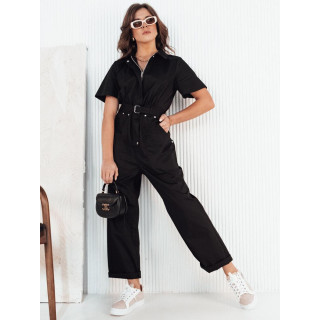 Ženski črn kombinezon s pasom
