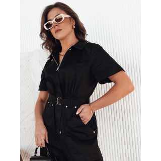 Ženski črn kombinezon s pasom