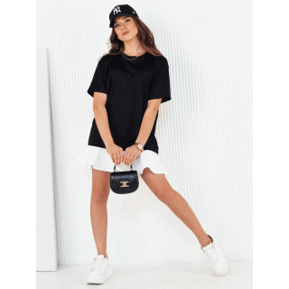 Črna ženska obleka z volanom