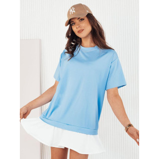 Ženska modra obleka z volanom