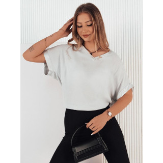 Ženska ohlapna majica s kratkimi rokavi v sivi barvi