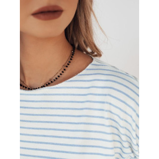 Črtasta modro-bela ženska majica s kratkimi rokavi