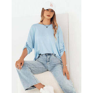 Oversize svetlo modra ženska majica s kratkimi rokavi