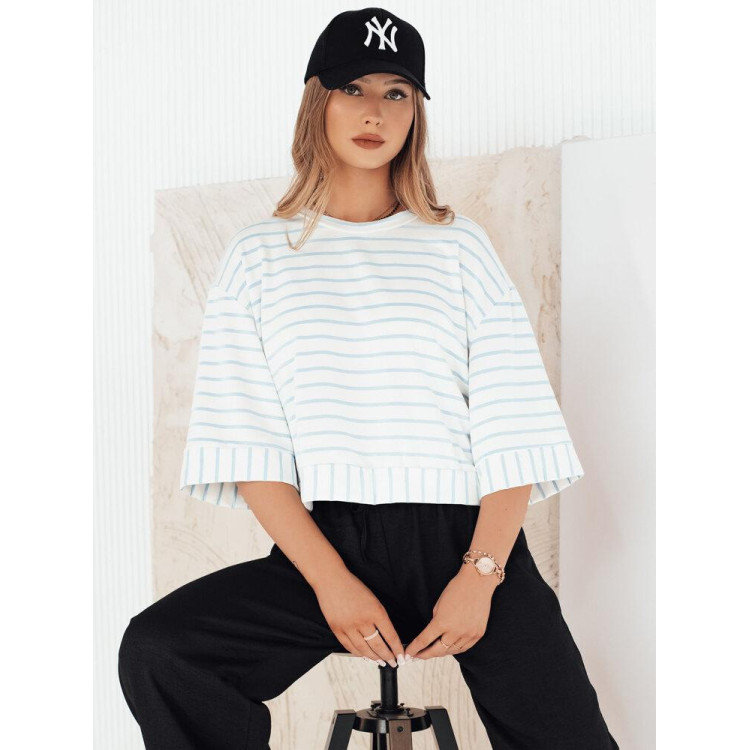 Modro-bela ohlapna majica s črtami