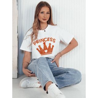 Bela ženska majica s sijajnim potiskom