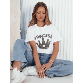 Ženska bela majica s sijajnim potiskom