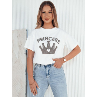 Ženska bela majica s sijajnim potiskom