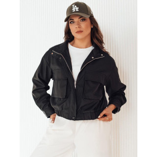 Ženska črna spomladanska jakna z velikimi žepi