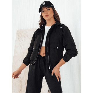 Črna prehodna jakna s kapuco