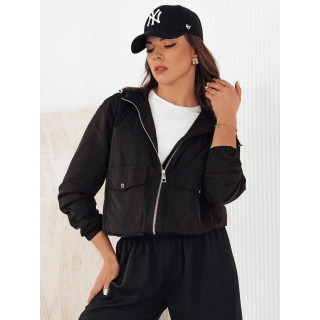 Črna prehodna jakna s kapuco