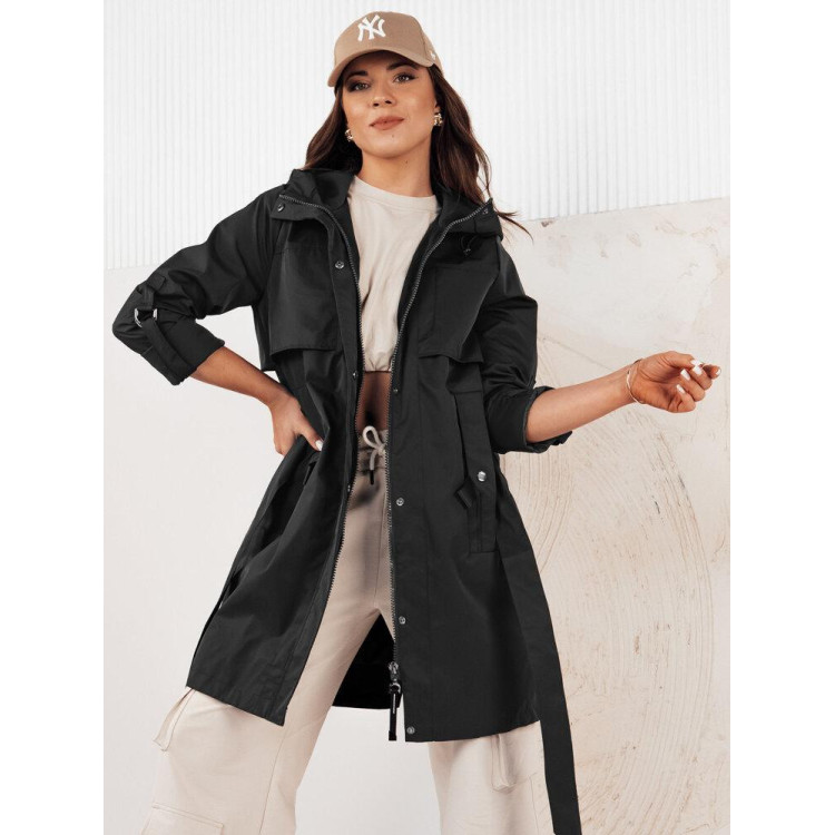 Prehodna črna parka s pasom