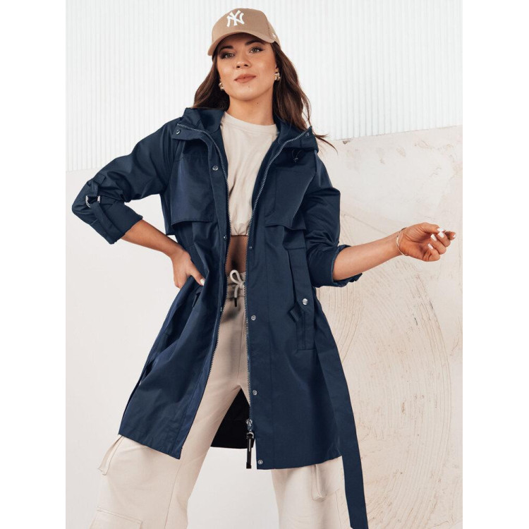 Prehodna temno modra parka s pasom