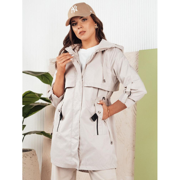 Siva spomladanska parka s kapuco