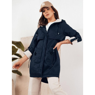 Temno modra spomladanska parka s kapuco