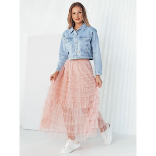 Ženska svetlo modra denim jakna z rožicami