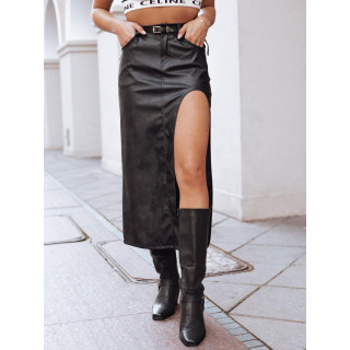 Črno usnjeno midi krilo