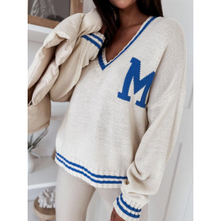 Ženski krem oversize pulover