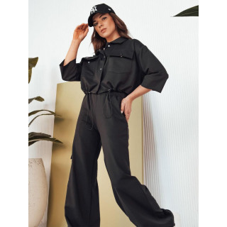 Ženski črni komplet jakna in hlače