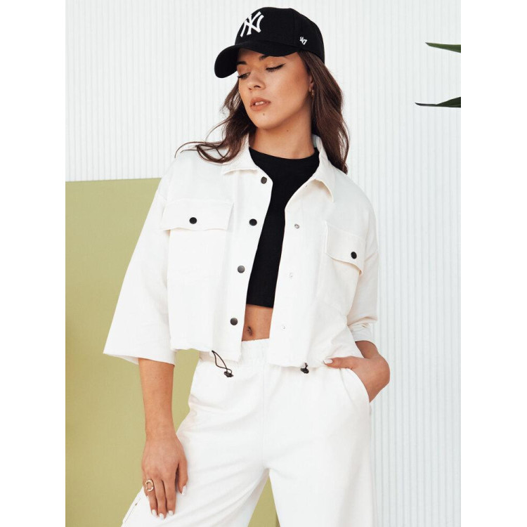 Ženski bel komplet jakna in hlače